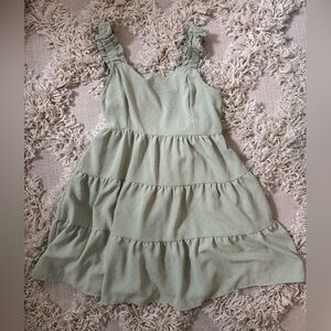 3/$30 FLASH SALE - Sea Green Flowy Mini Dress with Ruffle Straps